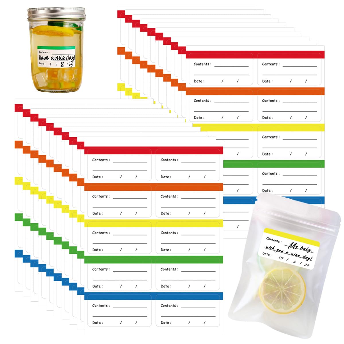 Amazon.co.jp: RuiChy カラフル 冷凍シール 200枚 防水耐油 食品保存