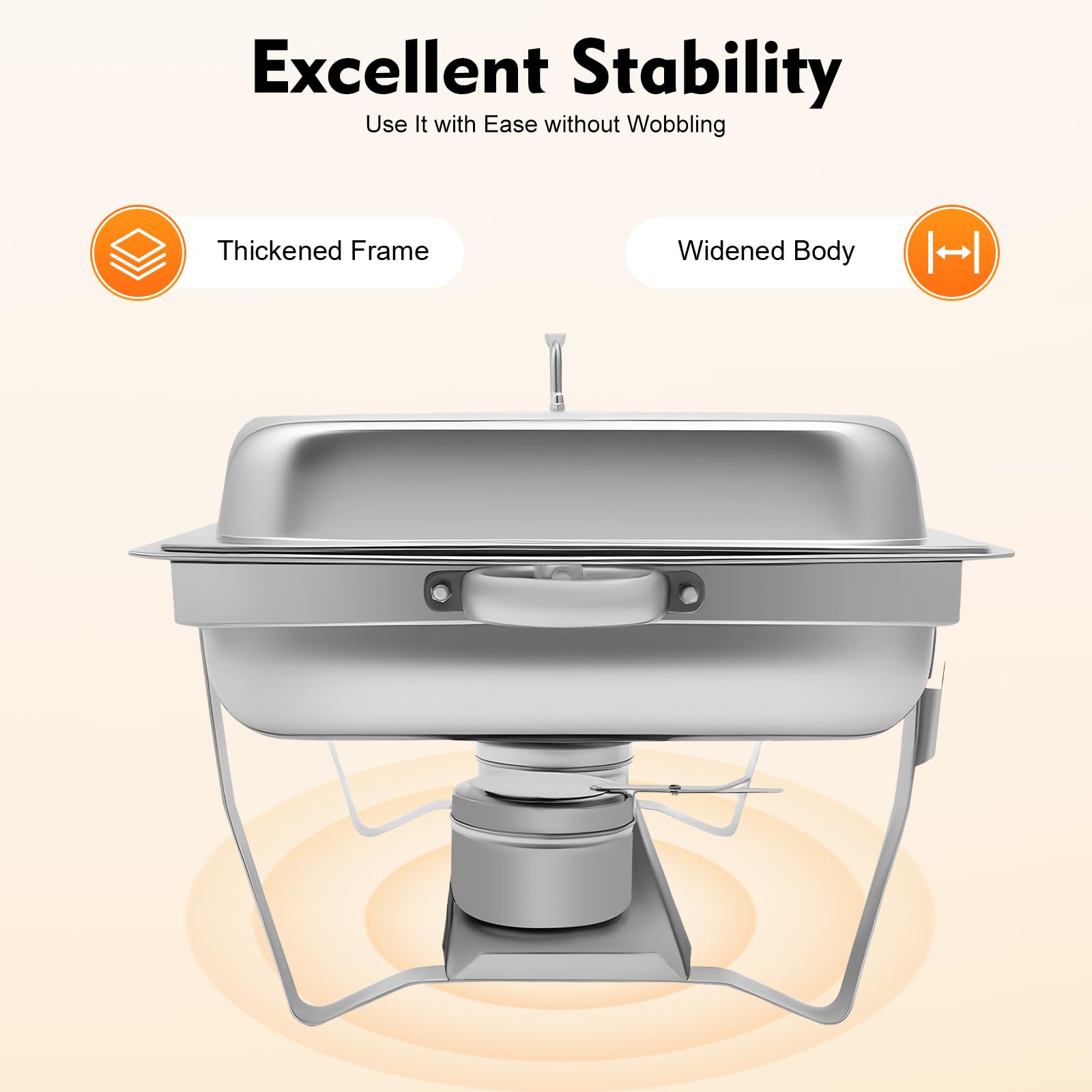 Chafing Dish - Scaldavivande da 9 l, in acciaio inox, con coperchio, padelle per alimenti e contenitori per combustibile, per catering, buffet e feste