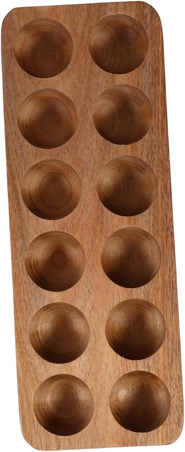 12holes Wooden Holder Tray for Organized Countertop and Refrigerator Storage Elegant Design for Fresh Eggs Sophisticated Kitchen Decor Safe and Smooth Finish