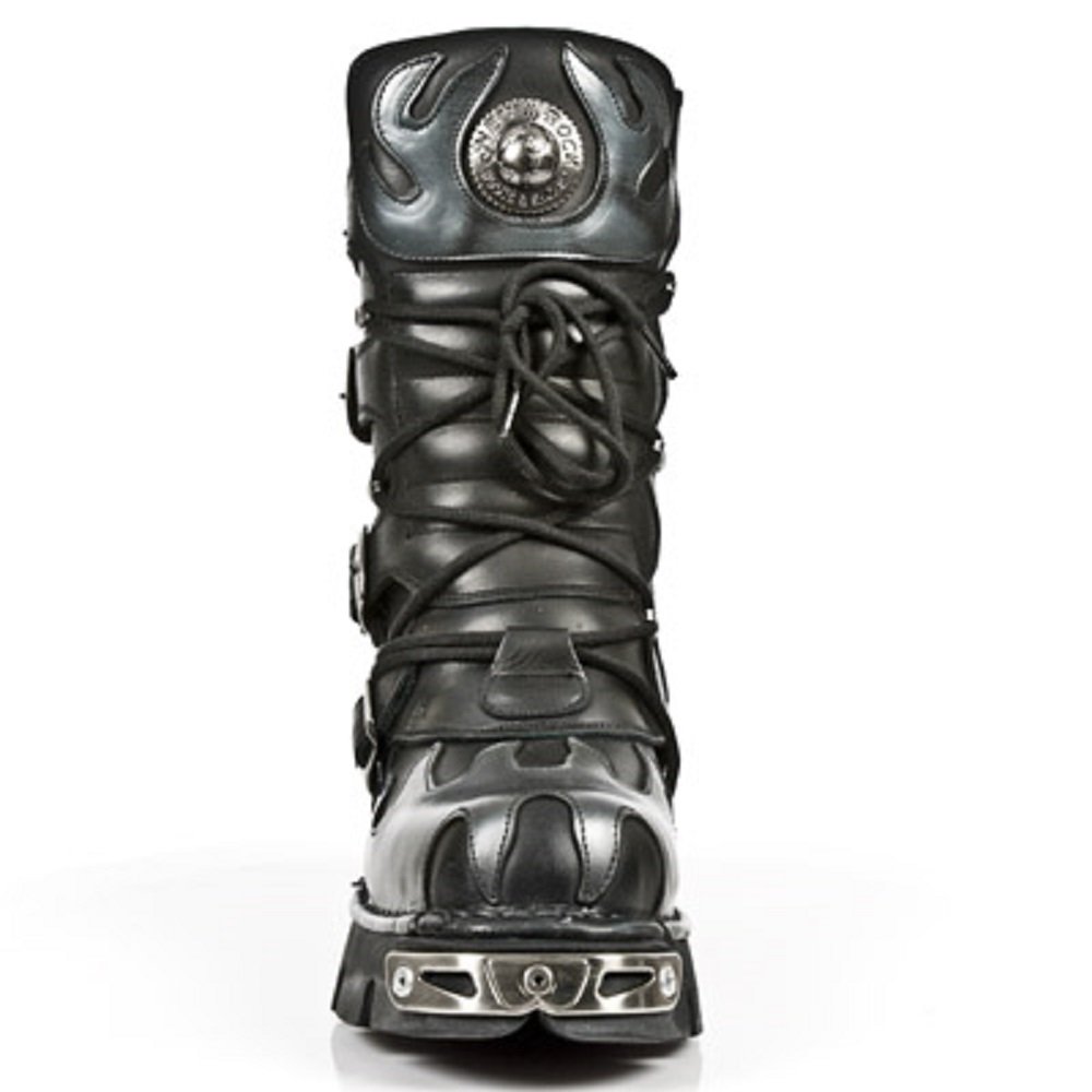 New Rock Metallic nero Pelle Stivali M.591-S2