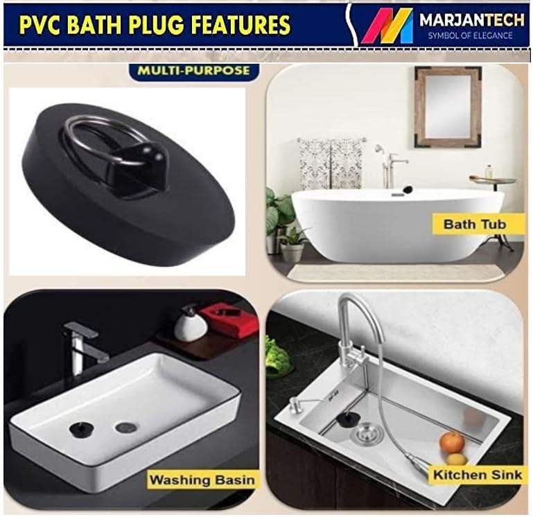 MARJANTECH Sink Plug  2 Pack Bath Plug - Drain Stopper for Kitchen Sink, Bath Tub, Wash Basin [Size 42mm to 45mm]