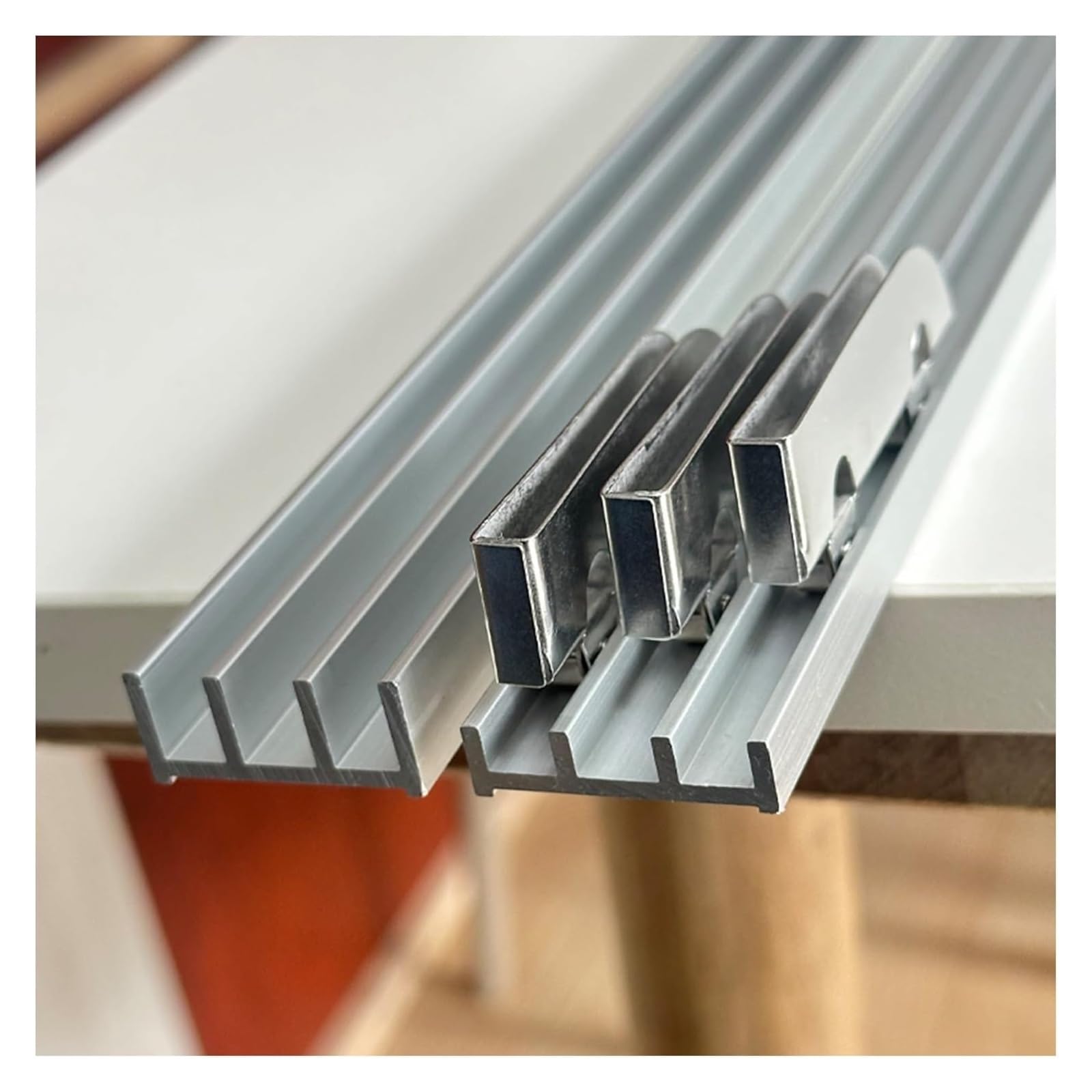Kit de herrajes para puertas corredizas de vidrio, riel de aluminio para armarios, armarios y ventanas (100 cm a 300 cm)