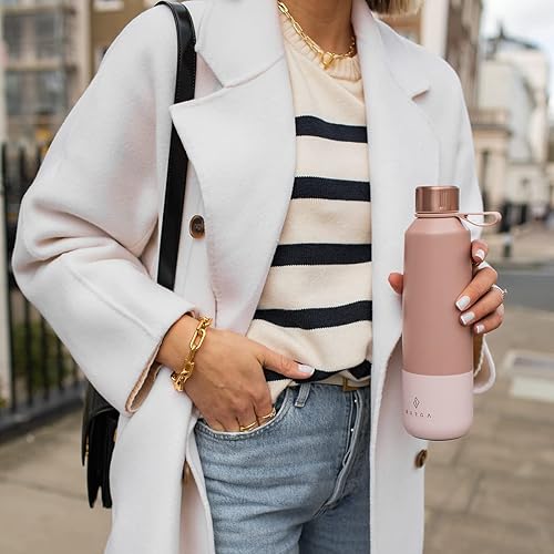 Miniatura 5 de BURGA Botella de agua aislada de acero inoxidable (17 onzas) mantiene las bebidas calientes o frías, a prueba de fugas, antideslizante, doble rosa