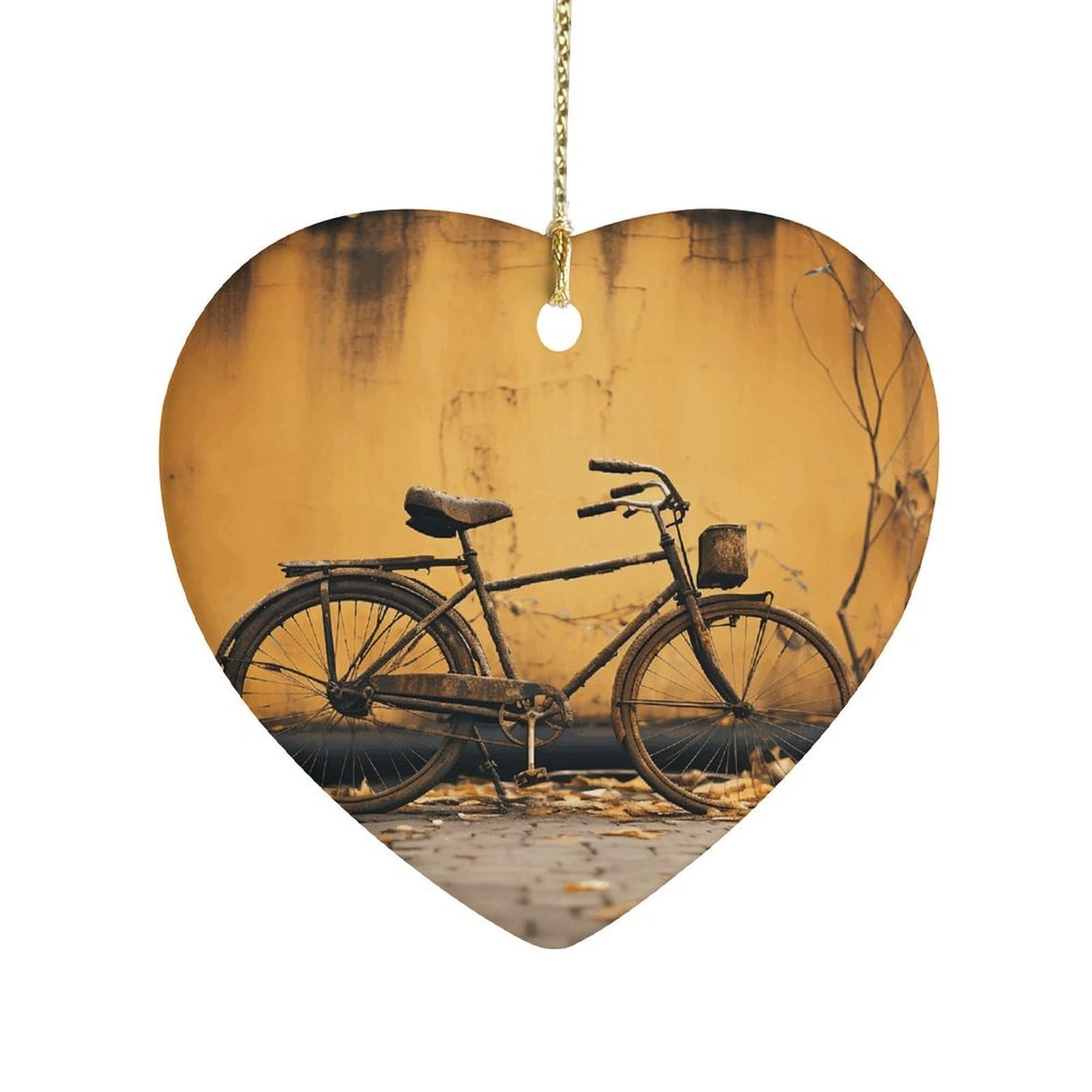 Fekiloot Style Old Rusty Vintage Bicycle Ceramic Ornament Home Decor Keepsake