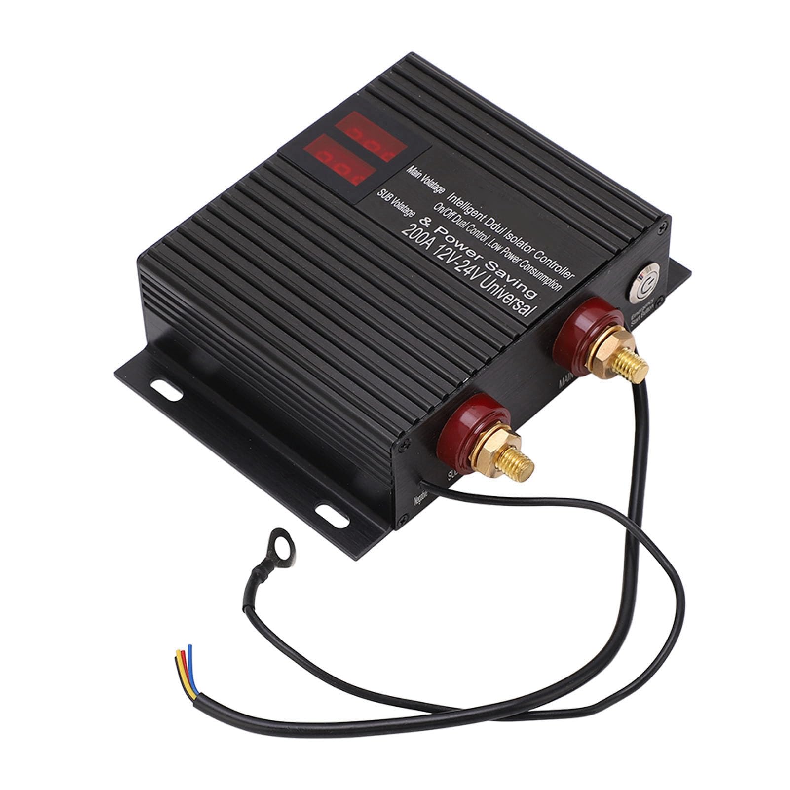 CHICIRIS Aislador de BateríA Dual, relé Sensible Al Voltaje de Cobre ABS 200 A, Pantalla LED Arranque de Emergencia Conexión Automática 12 V 24 V para Coche RV ATV UTV Truck Boat