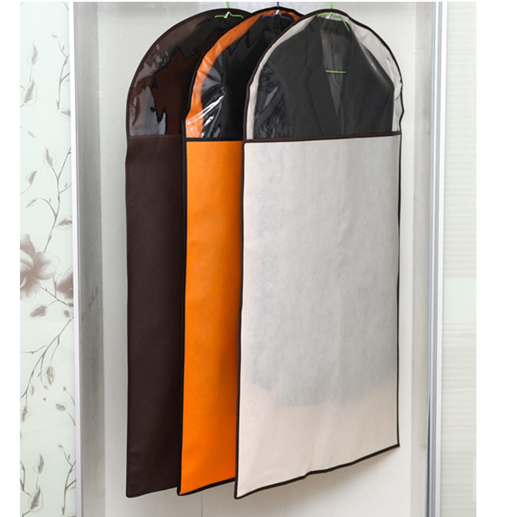 Fundas para Trajes Bolsas de Ropa 6 Piezas,Funda de Ropa Transpirable con Ventana Transparente,Fundas de Ropa no Tejidas antipolillas a Prueba de Polvo,para Abrigo,Orange-60 x 120 cm