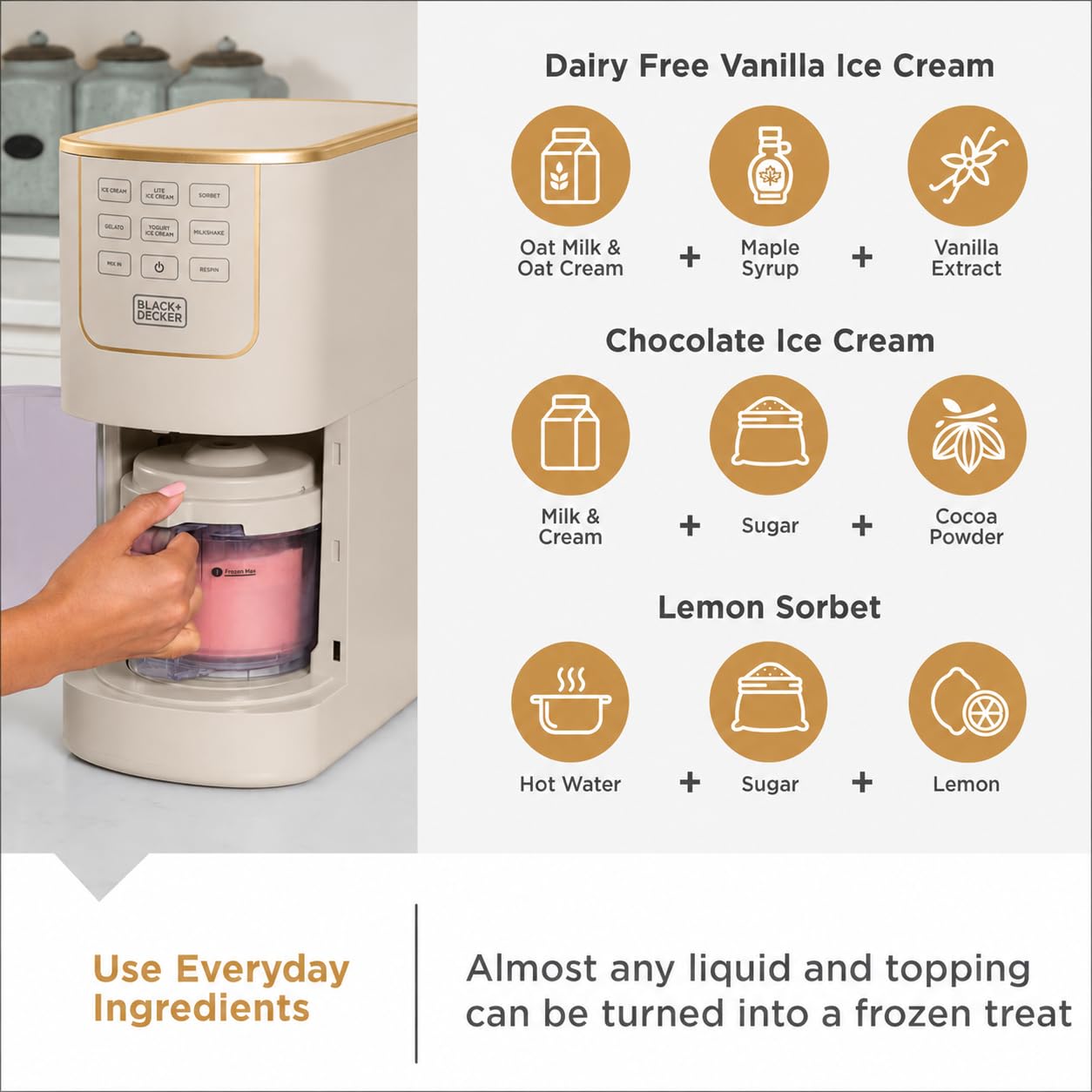 BLACK+DECKER Ice Cream Maker - Make Custom Treats -8 BLACK+DECKER Ice Cream Maker - Make Custom Treats -8