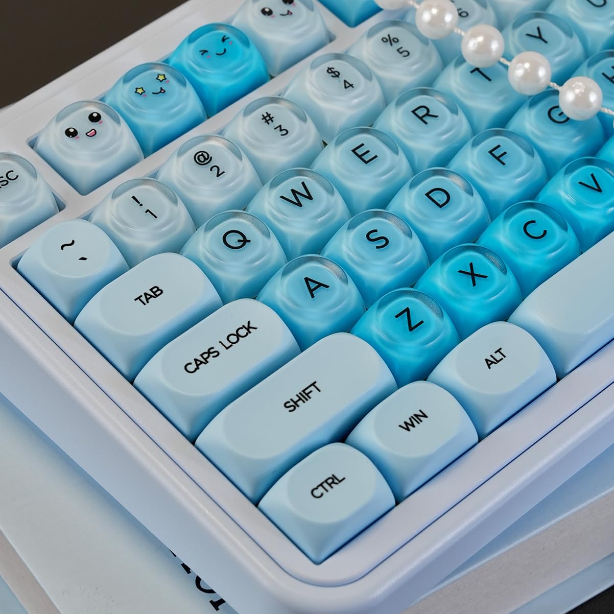 132 tasti MOA Profile Keycaps PBT Cherry Profile Blue Jelly Keycaps Set compatibile con tastiera Wooting 61/64/87/104/108 Cherry Mx Switch tastiere meccaniche