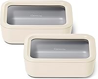 Vista 50 de Caraway Set de 2 piezas de recipientes de vidrio para almacenamiento de alimentos - (2) recipientes de vidrio de 1.75 tazas - Vidrio recubierto