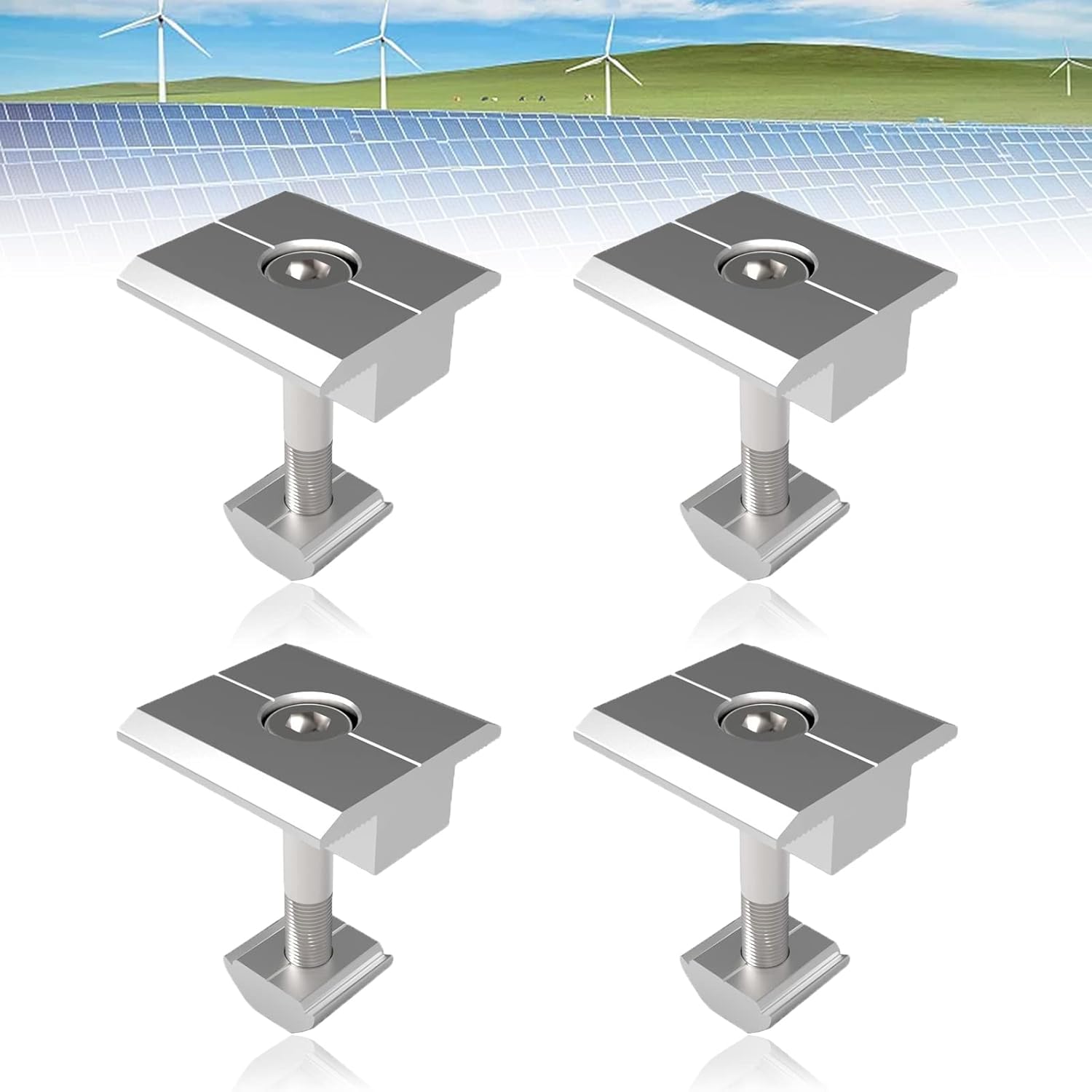 20 Pezzi Staffe Per Pannelli Solari - Morsetti In Alluminio Per Montaggio Fotovoltaico - Foto 9