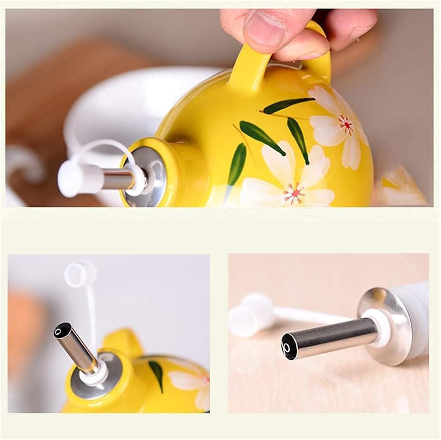 Oil and Vinegar Dispenser Oil and Vinegar Dispenser,Oil Vinegar Bottle PotSet, Condiment Storage Can Dust Proof and Leak-Proof 300ml (2 Pack) Cooking