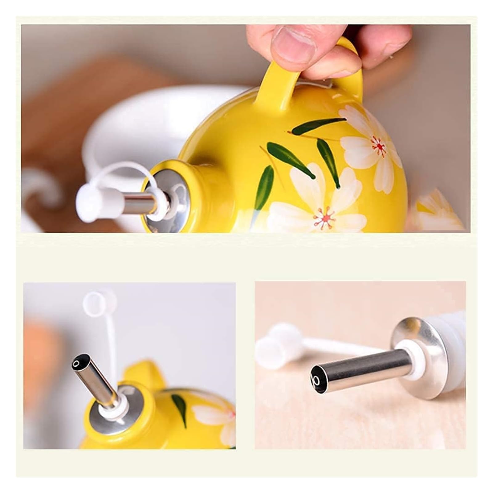 Distributore di Olio E Aceto, Dispenser di Olio E Aceto, Set di Bottiglie per Olio E Aceto, Contenitore per Condimenti Antipolvere E Anti-Perdite, capacità 300 Ml,