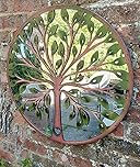 Inspirational Gifting Beautiful green leaf tree of life metal framed wall mirror for your home or garden - 64cm diameter