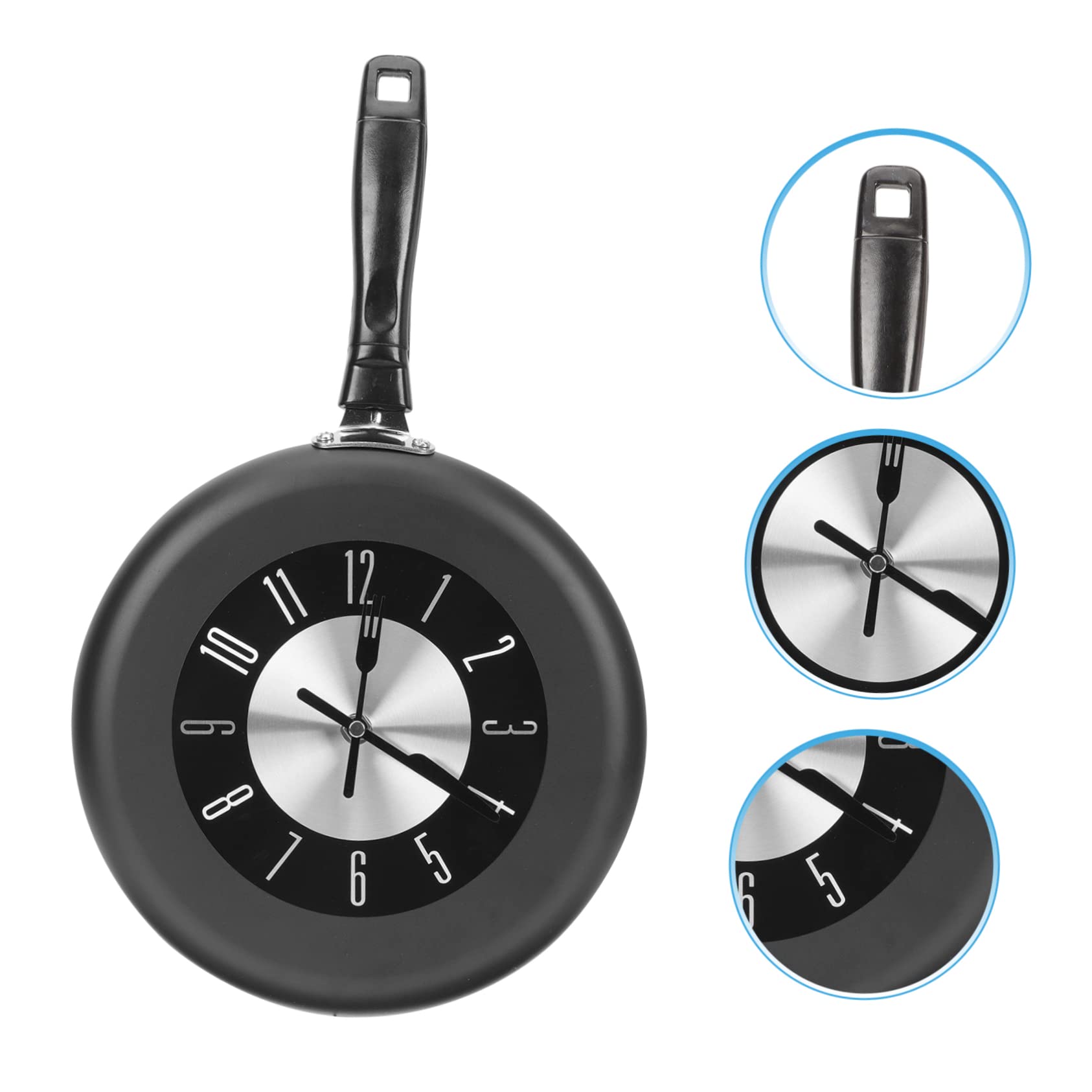 Pfannenförmige Wanduhr aus Edelstahl, Leise Hängeuhr für Zuhause