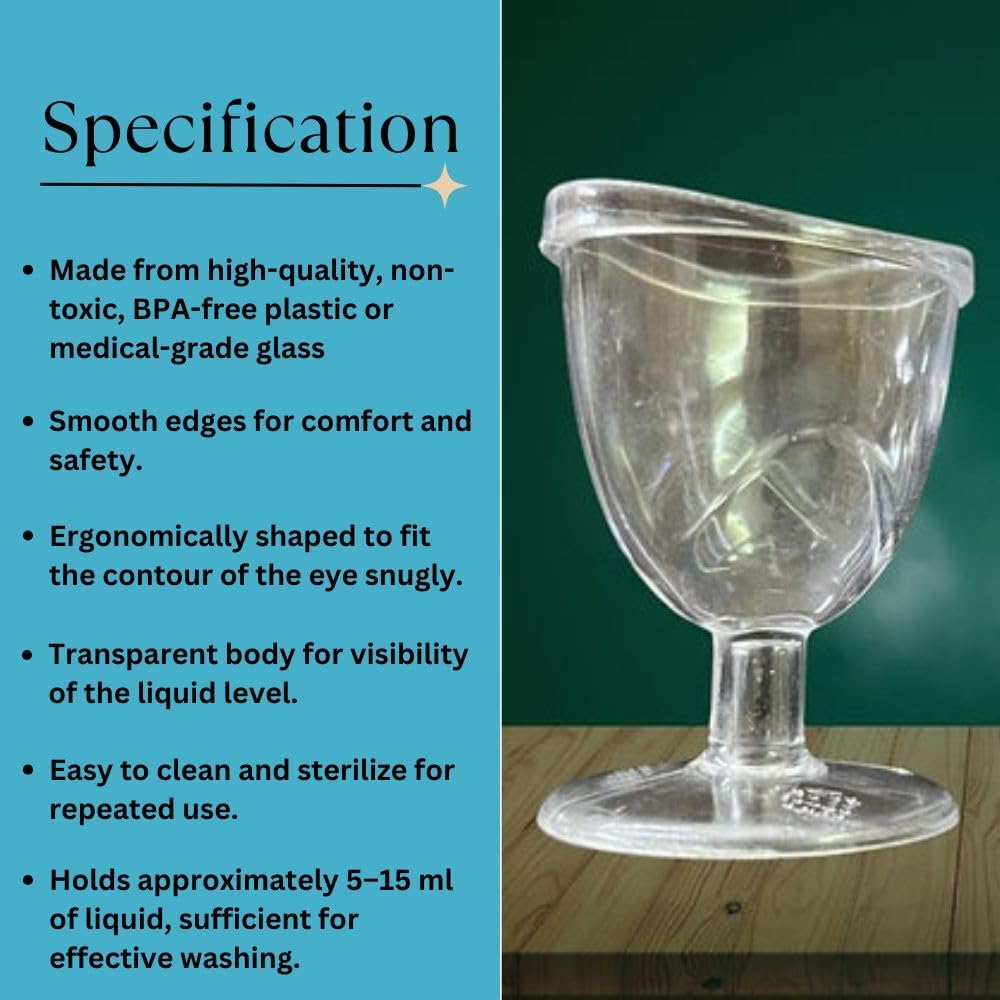 Luvottica Eye Wash Cup Relief from Headache | Migraine | While Doing Eye Wash Or Netra Shuddhi, That Helps in Relieving Eye Stress, Tiredness and Improves Eyesight | with User Guide I Set of 2