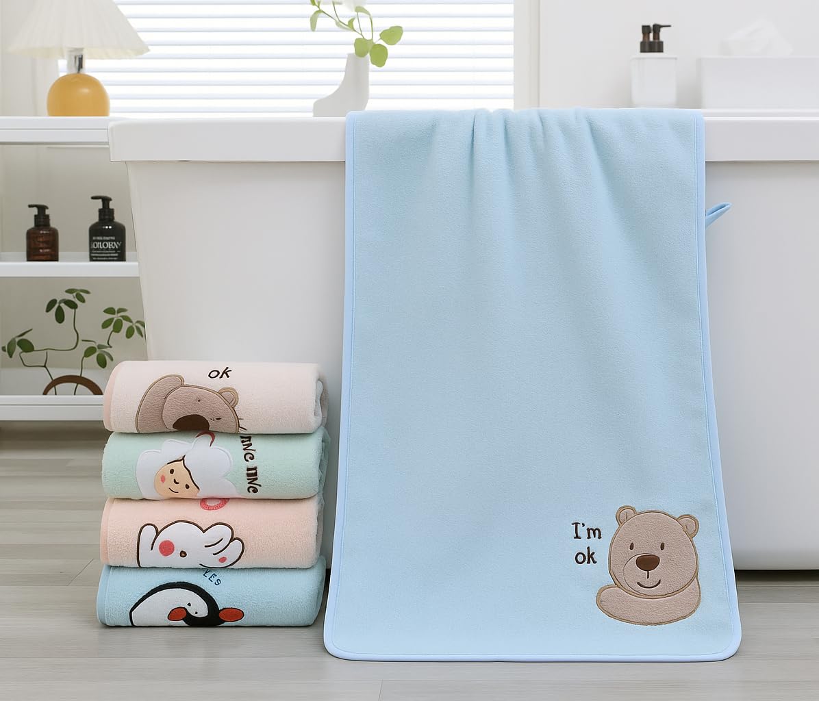 TERI BERI Microfiber Baby Bath Towel Ultra Soft & Quick Dry Kids Towel Super Absorbent, Gentle on Skin, Animal Print Ideal for Newborns, Infants & Toddlers 50 x 100 cm (Multicolor) (3)-image-11