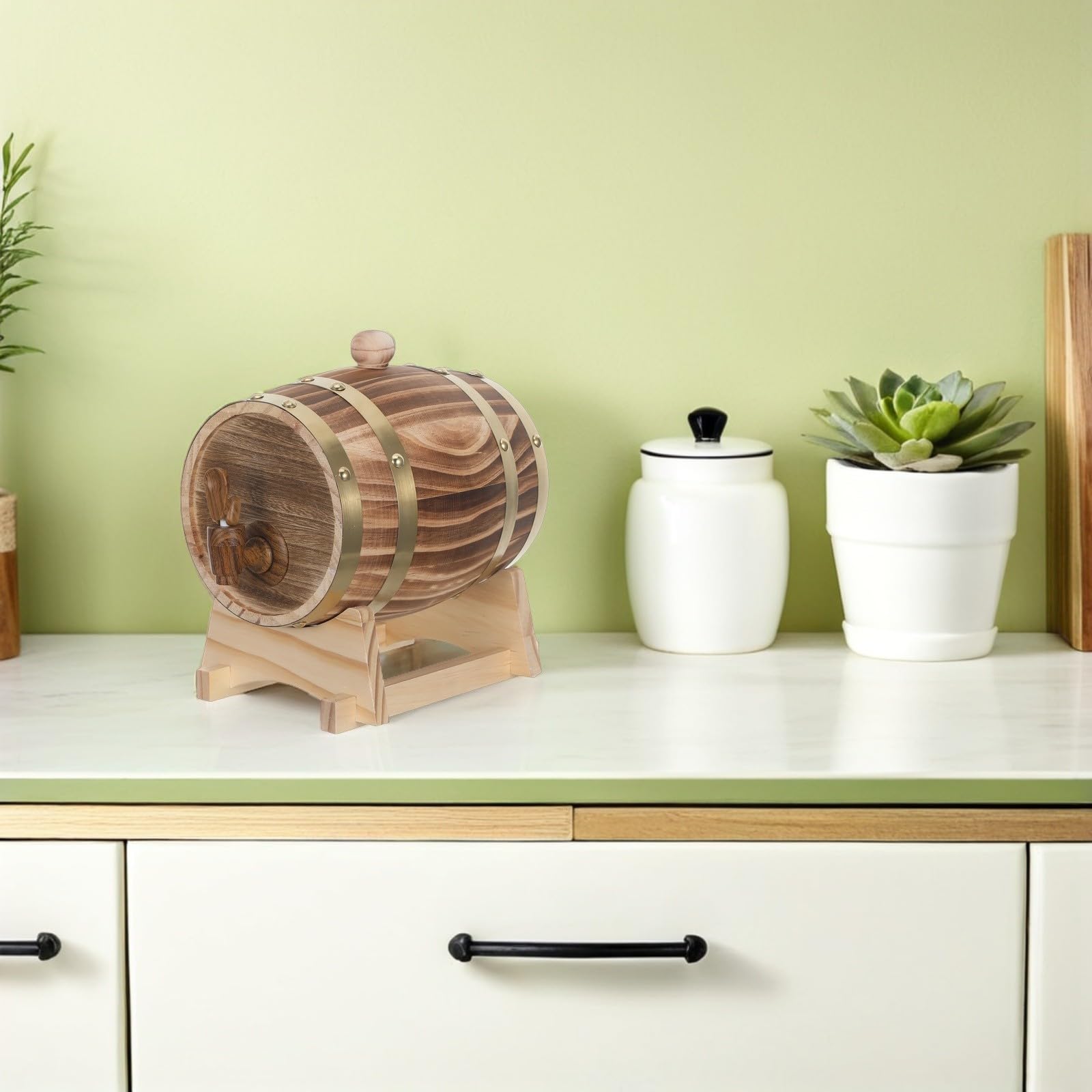 Barril de Roble de 1,5 L con Soporte y Grifo para Bebidas