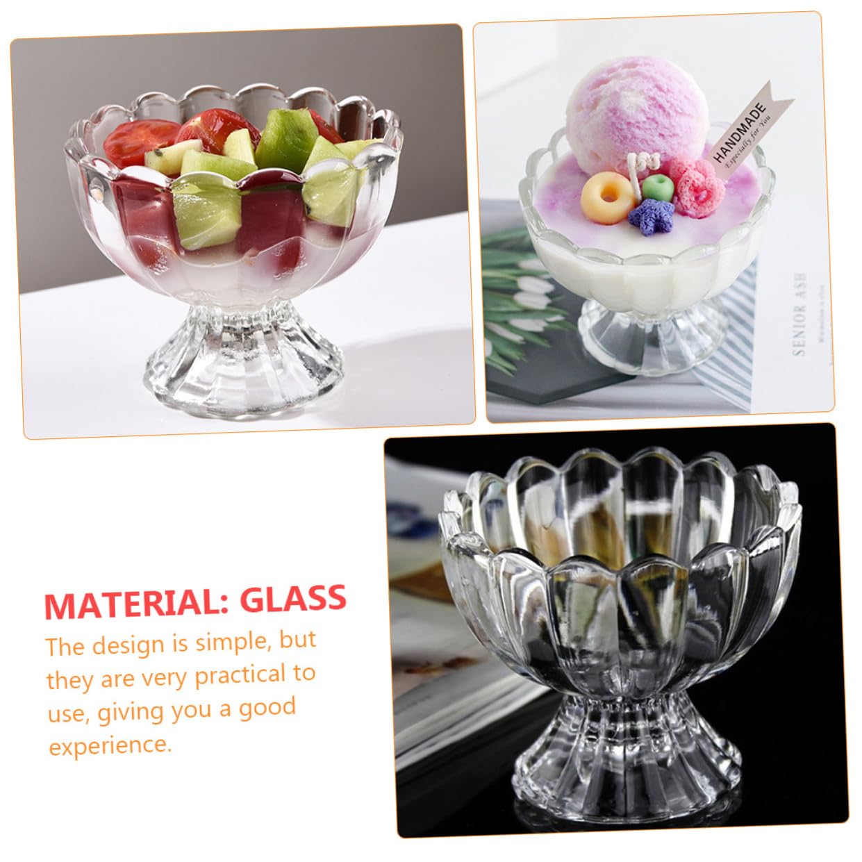 iplusmile 6 piezas Vasos de Postre Transparentes Copa de Pudding para Helados y Postres Reutilizables para Hogar Cafés y Restaurantes