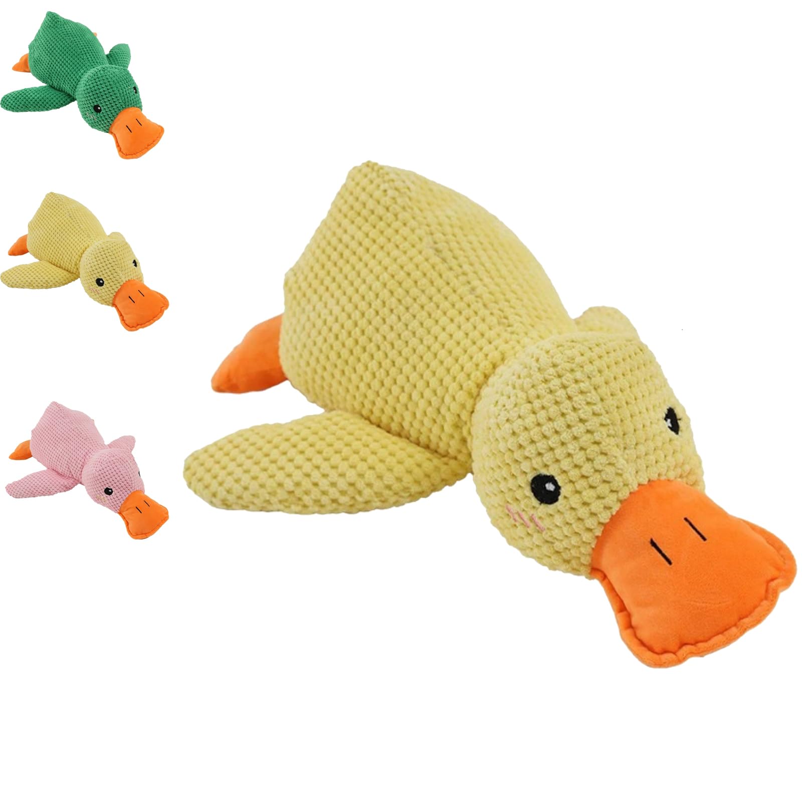 Calming Duck Toy for Dogs,Dog Toys for Aggressive Chewers,Indestructible Toy for Large Small Dogs,Durable Stuffed Dog Puppy Toys (Yellow, L:15 * 17.7 in/38 * 45cm)