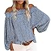 Produktbild erthome1 Hemdbluse Langarm Damen Sexy Schulterfrei Chiffonbluse Oberteil mit Laternen Ärmel Elegant Polka Dots Drucken One-Shoulder Tunika Pullover Sommer Herbst Lässig Oberteile T-Shirt Sweatshirt