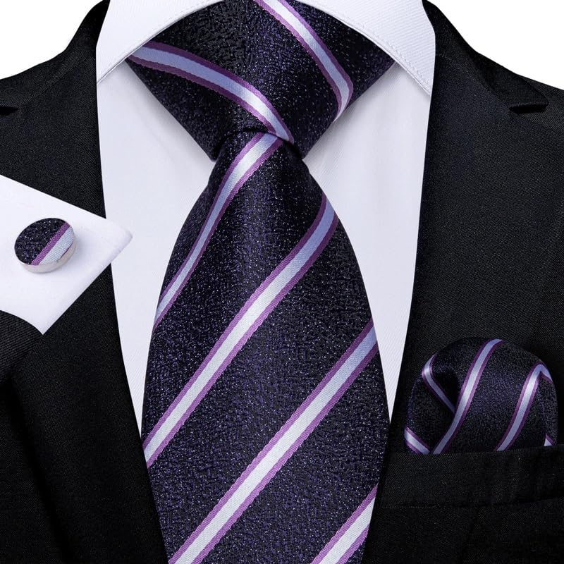 Corbatas de seda rayadas para hombre clásicas 8 cm miniatura 2