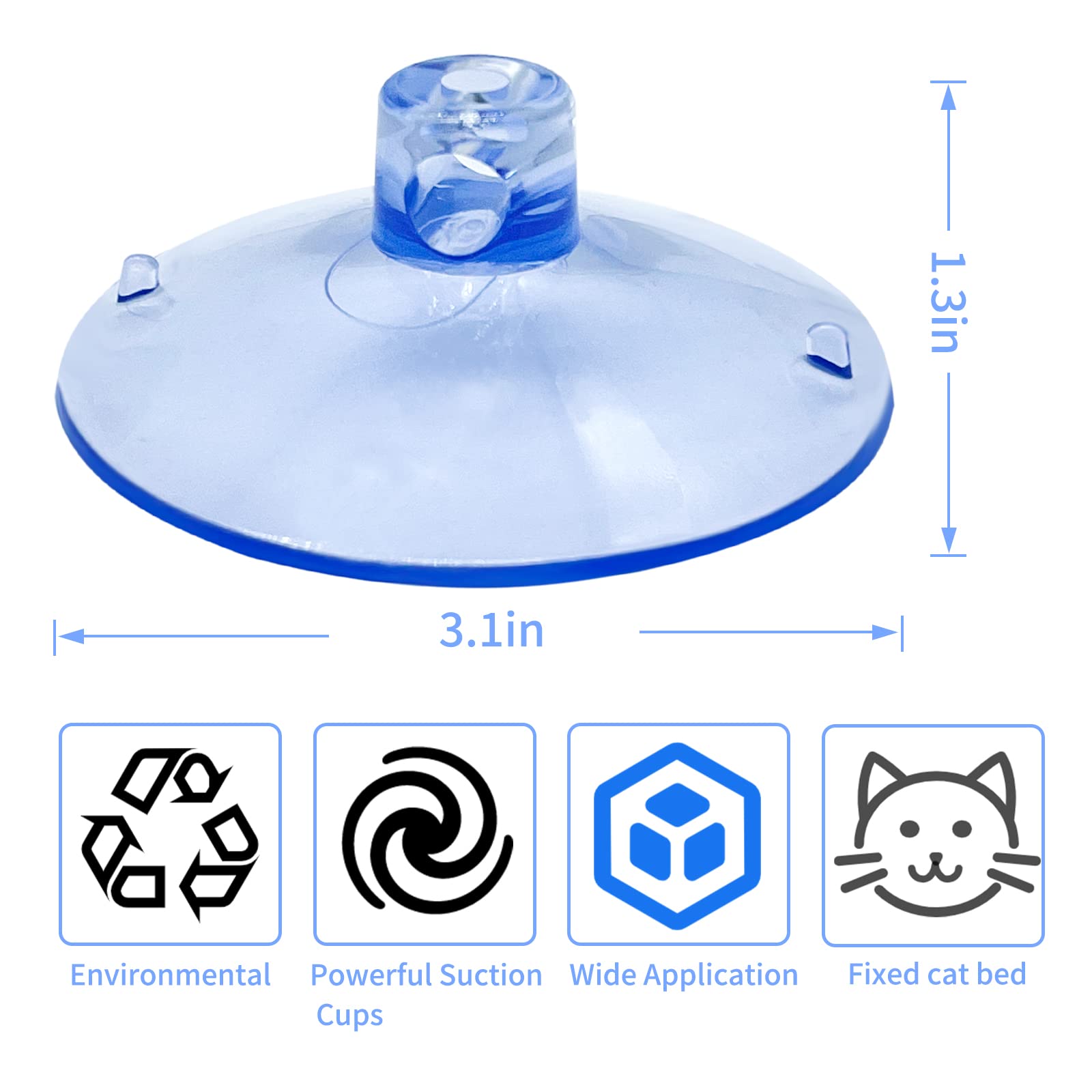 Cat Window Perch Replacement Suction Cups - 4-Pack, 85mm Clear Pads With Screws For Hammocks 9 thumbnail image