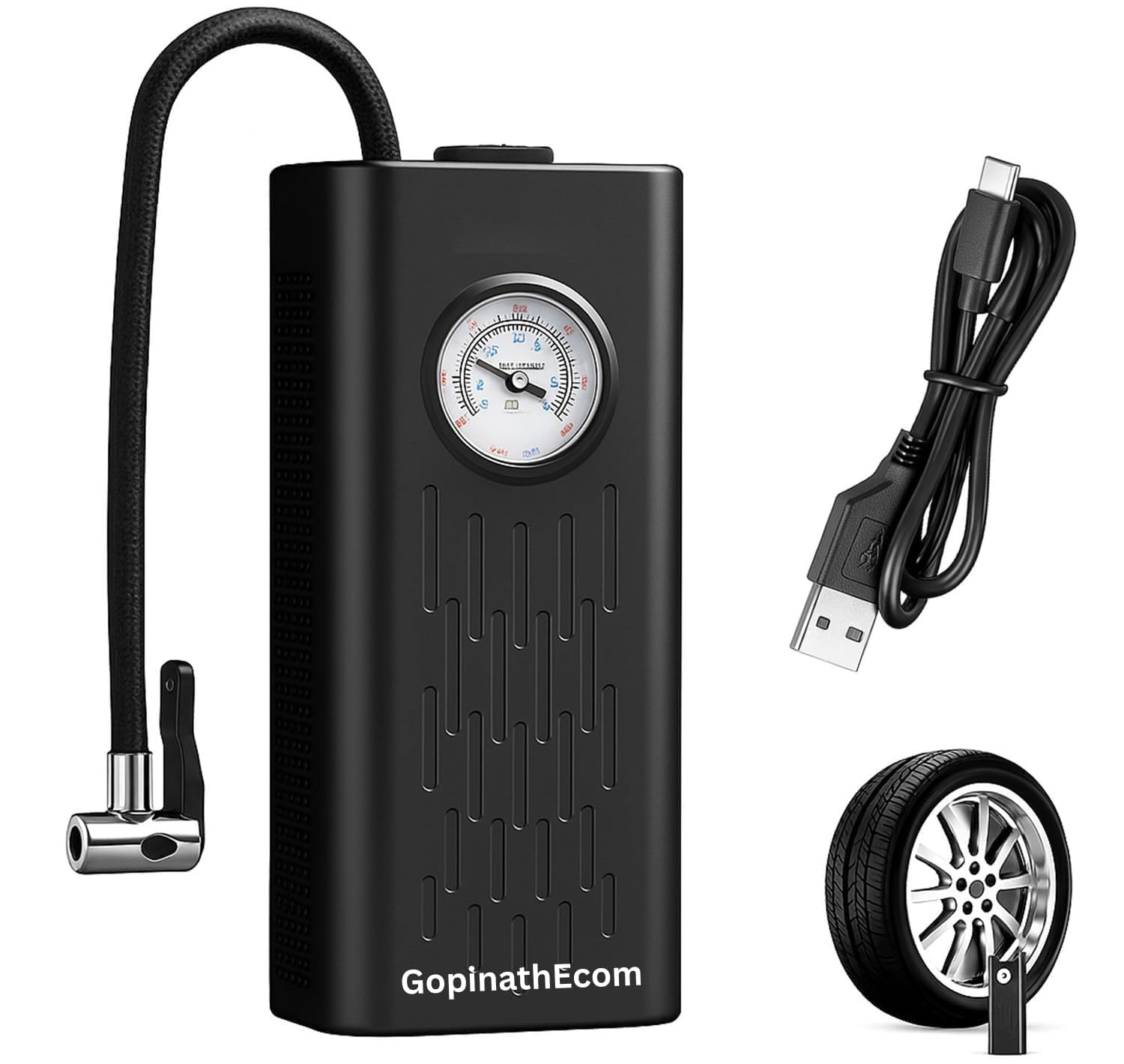 Travel Cordless Tyre Inflator Portable Mini Air Pump for Car Bike Tires Rechargeable Handheld Air Compressor 60 PSI with Smart Digital Pressure Gauge-image-14
