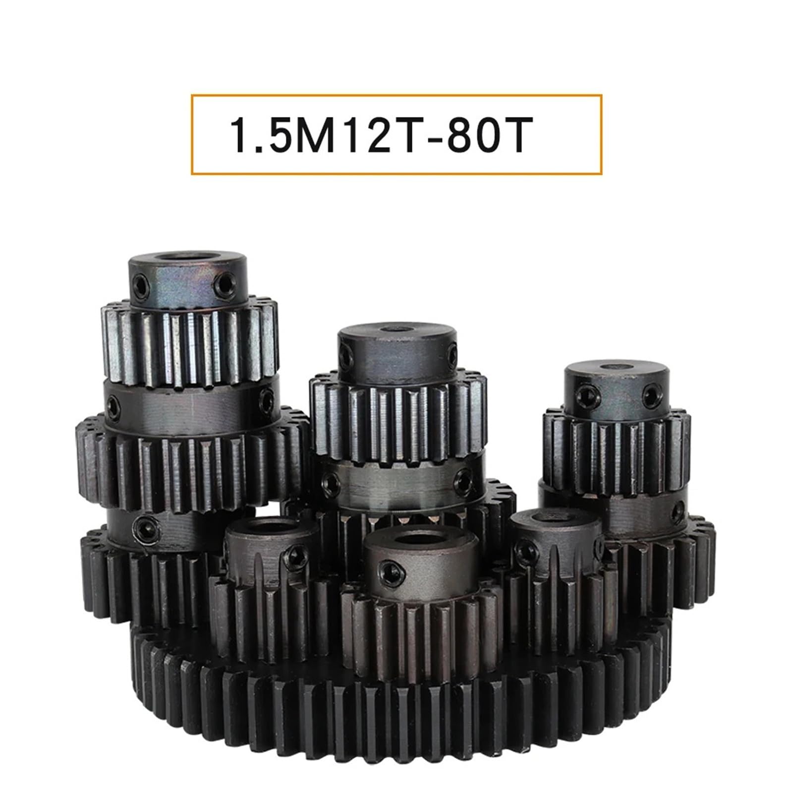 Engrenage 1,5M-50T, alésage 8/10/12/14/15/16/17/19/20/22/25 mm, épaisseur des dents 12, acier au carbone, 1 pièce(25 mm)