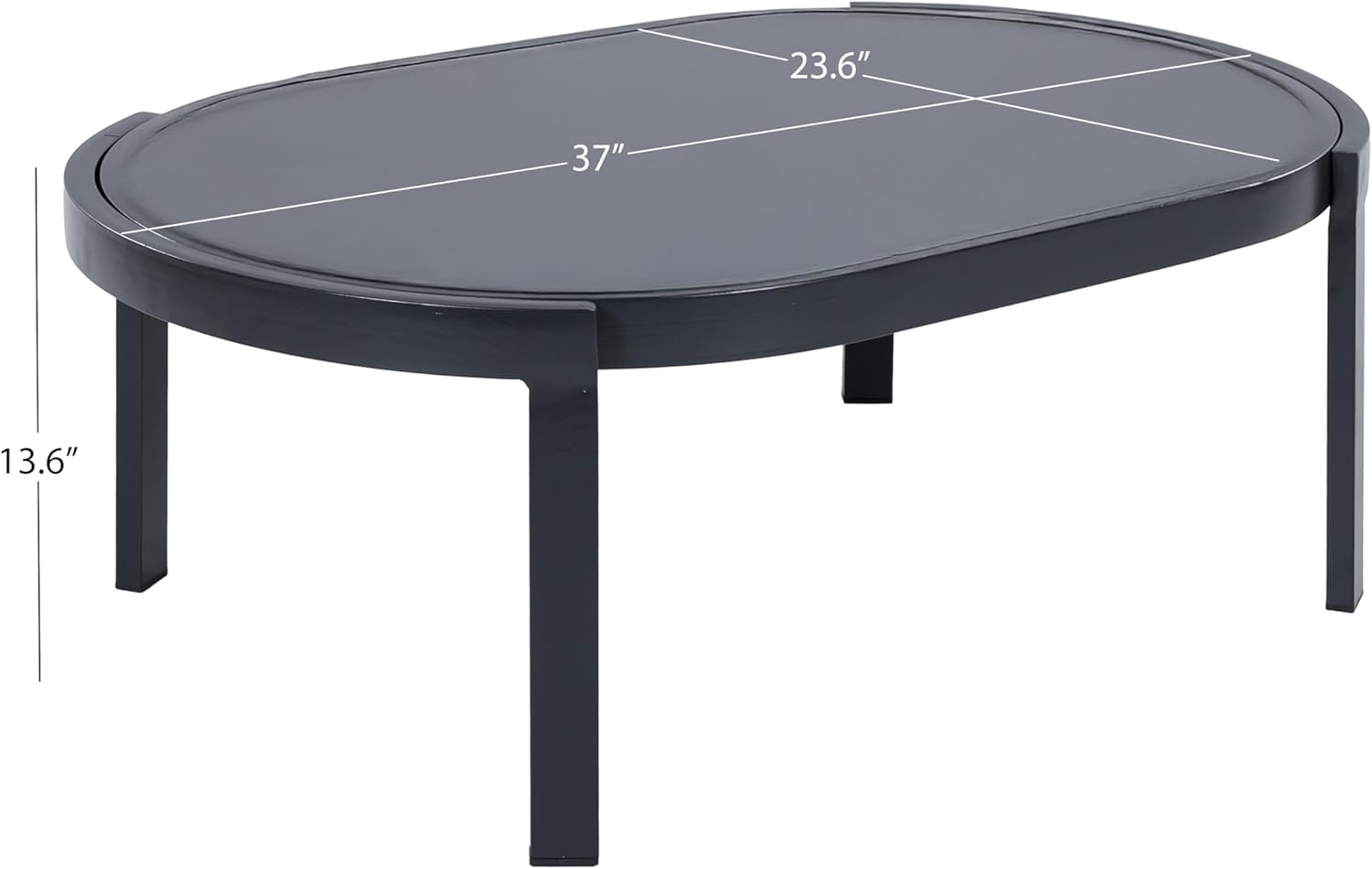 Christopher Knight Home Lula Aluminum Outdoor Coffee Table with Tempered Glass Top, Modern Coffee Table for Patio Furniture Set, Weather-Resistant Patio Table with Oval Top, Black