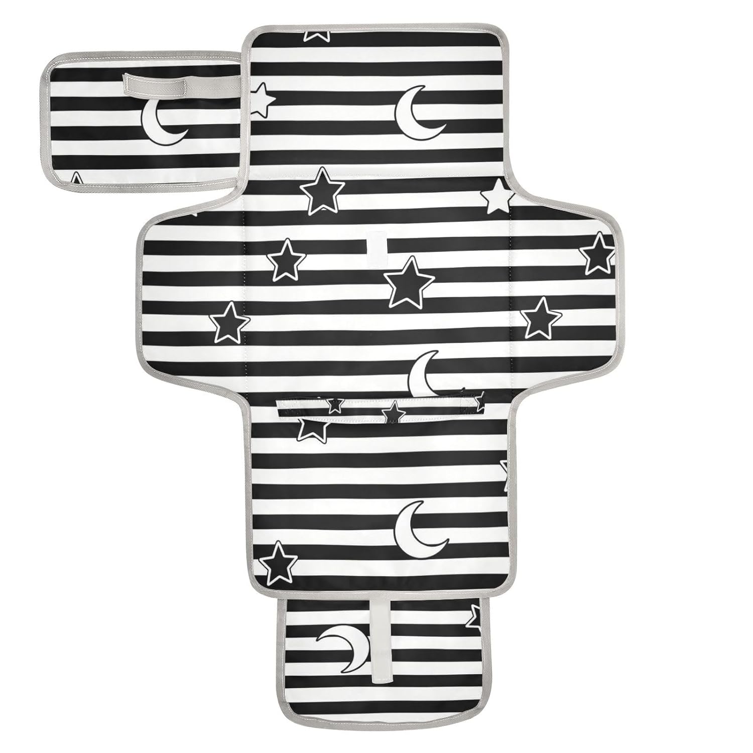 Black White Stripes Stars Moon Reusable Changing Table Pads with Tissue Pocket Changing Pads for Changing Table for Moms, Dads cambiador de pa?ales para Bebes