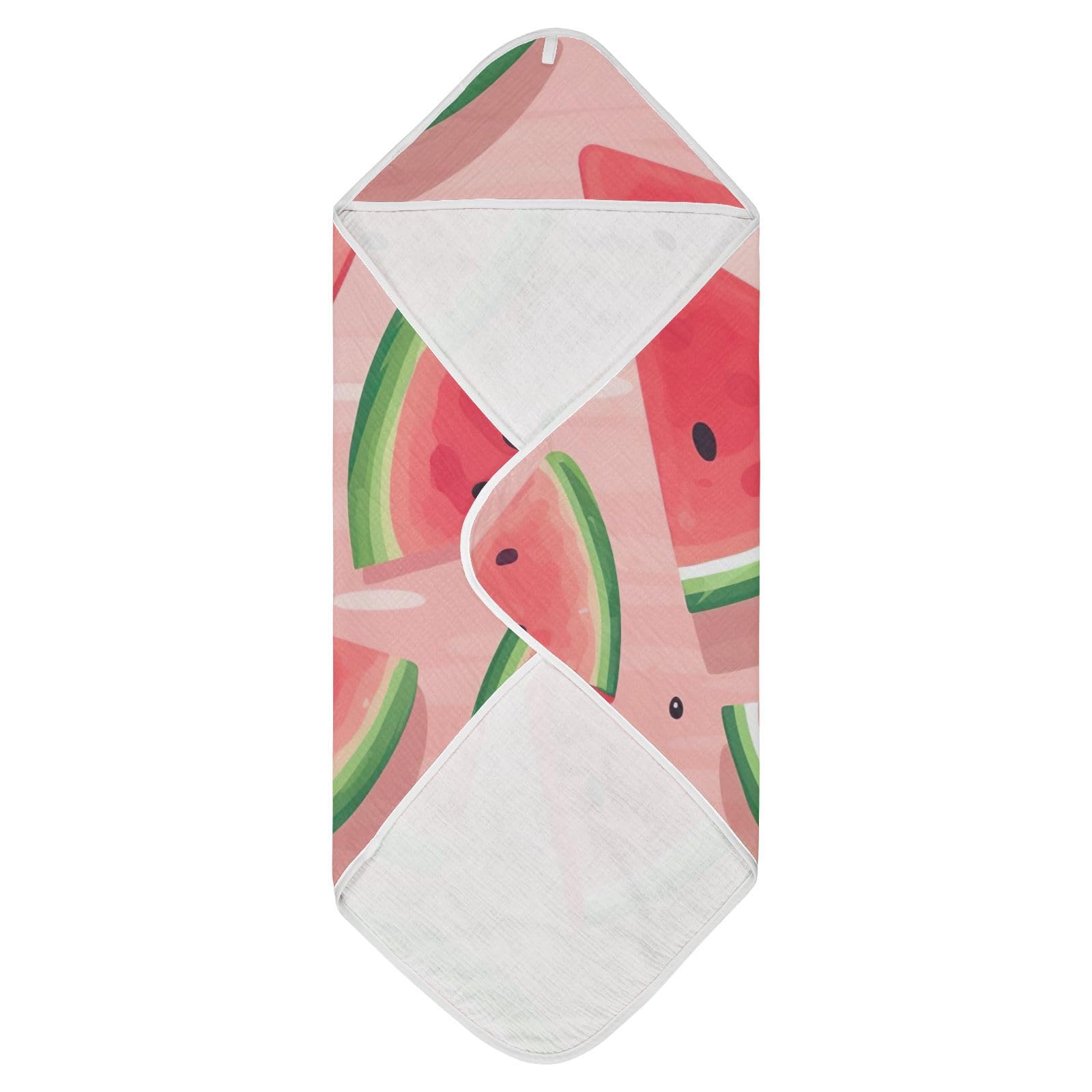 PaChyLuu Watermelon Slice Baby Hooded Towel Soft Cotton Baby Towels Ultra Absorbent Bath Towel for Babies Boys Girls, 35x35 Inch