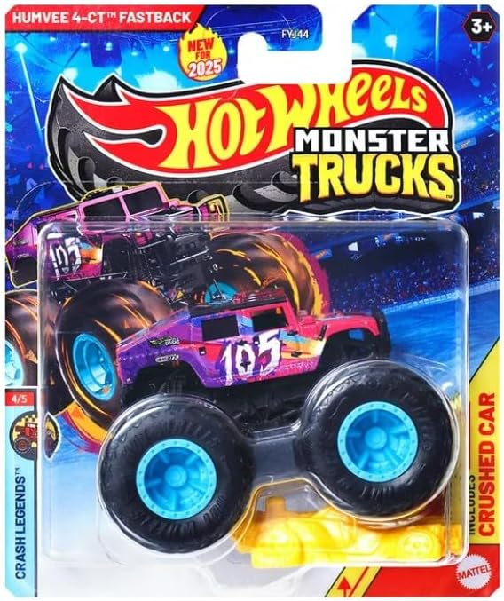 Hot Wheels Monster Trucks Humvee Fastback, 1:64 Scale Crash Legends 4/5 Diecast