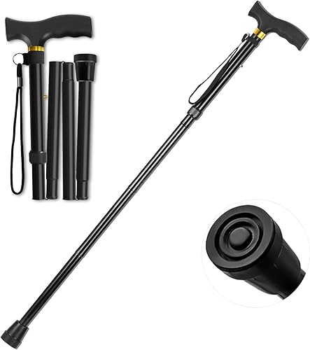 Miniatura 1 de Walking Cane ANCKNE Cane for Woman  Lightweight, 5-Level Height Adjustable and Aluminum Folding Canes for Seniors  Ergonomic Wheeled Handle