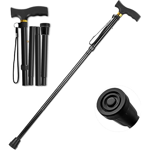 Walking Cane ANCKNE Cane for Woman | Lightweight, 5-Level Height Adjustable and Aluminum Folding Canes for Seniors | Ergonomic Wheeled Handle | Portable Walking Stick Collapsible Cane