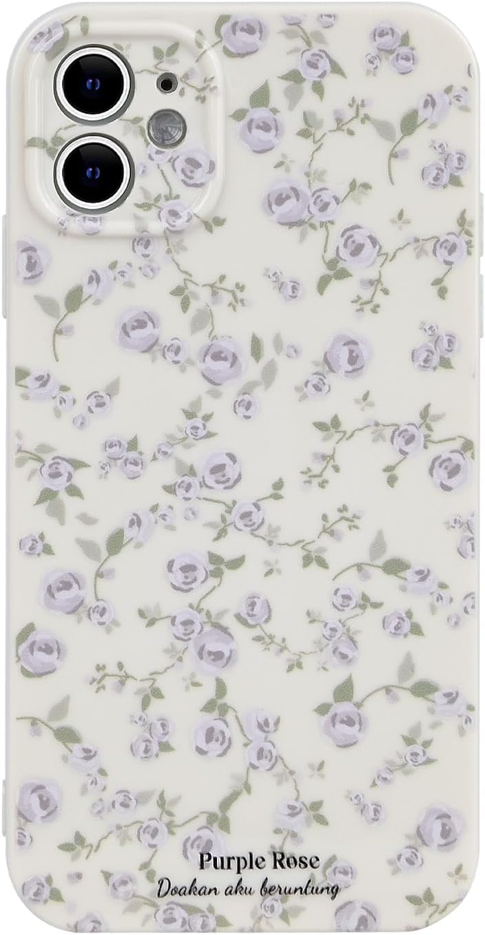 Ownest Compatible with iPhone 11 Case Vintage Floral Rose Pattern Cute Design for Women Girls Fashion Slim Soft Flexible TPU Rubber for iPhone 11-White