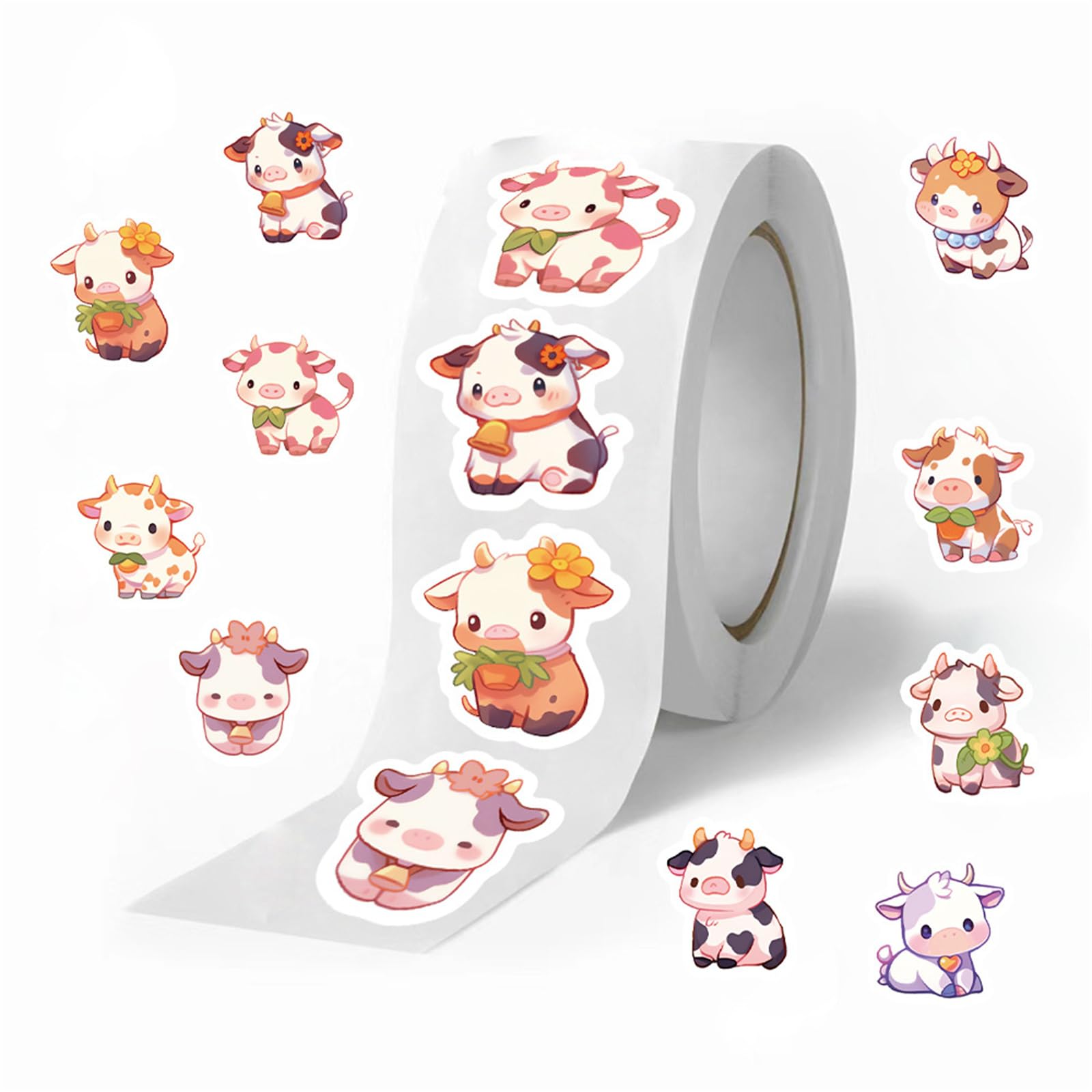 Cow Rolls Small Stickers for Kids 500Pcs Cute Circle Teacher Supplies Stickers for Kids Classroom 10 Designs Motivational Stickers for Training Reward