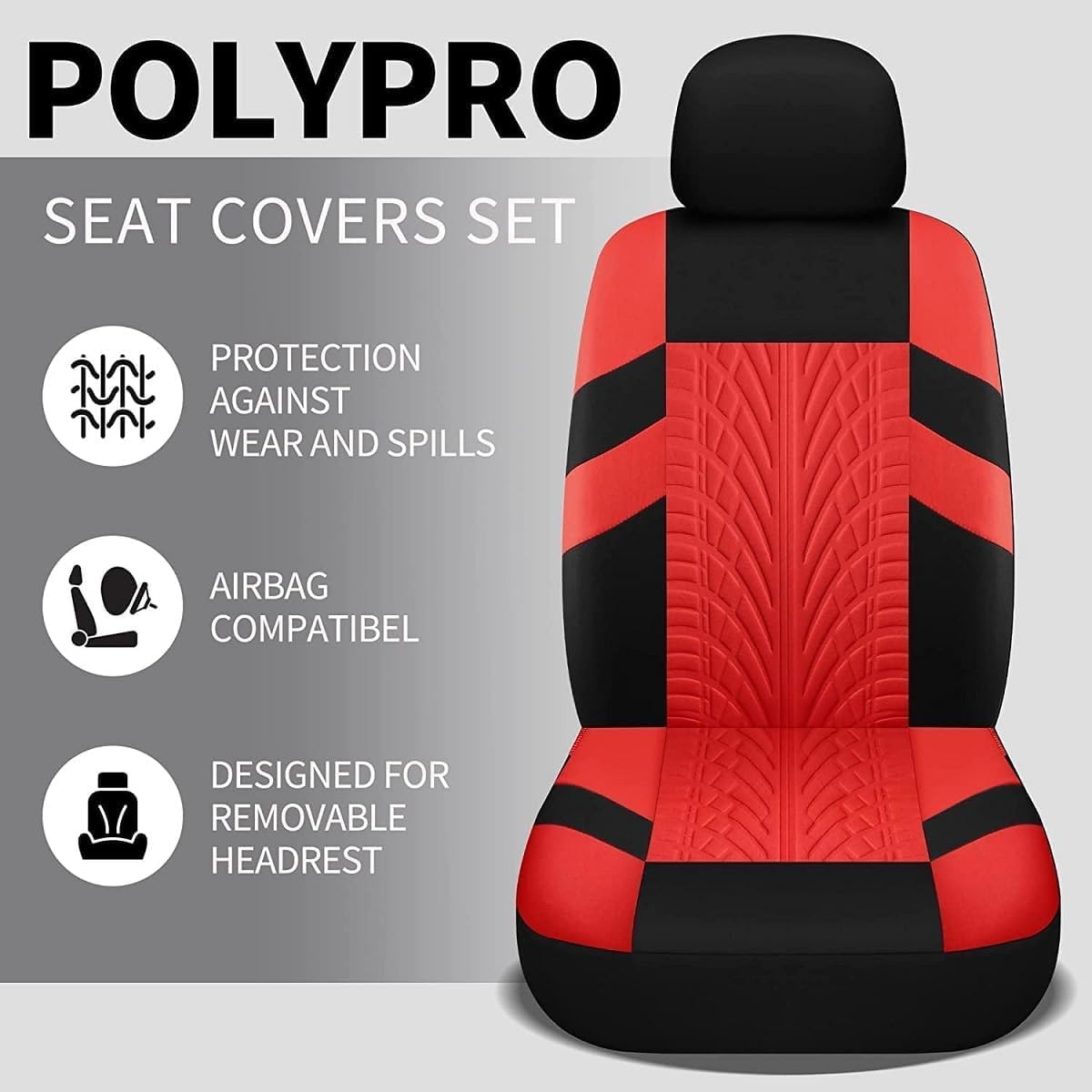 Housse Siege Voiture pour Fiat Panda/Grande Panda/Panda Hybrid, Avant Arrière Coussins Couvre Respirant Antidérapant Protecteurs Interieu Accessoire,D Red
