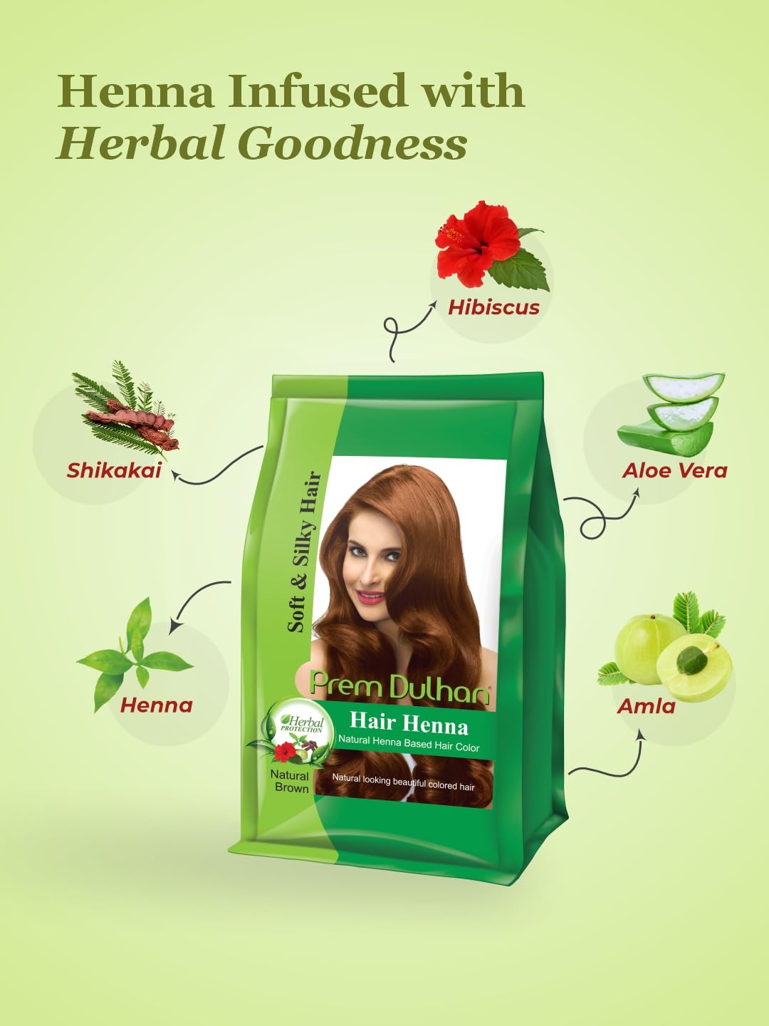 Prem Dulhan Hair Henna Natural Henna Based Hair Color |Natural Brown| -125 GRM Pack of 1