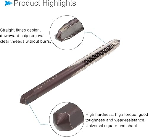 Miniatura 5 de Tapones de roscado a mano, rosca M5 x 0.8, herramienta métrica de aleación de acero, rosca inferior cónica (aplicaciones para reparación de roscas