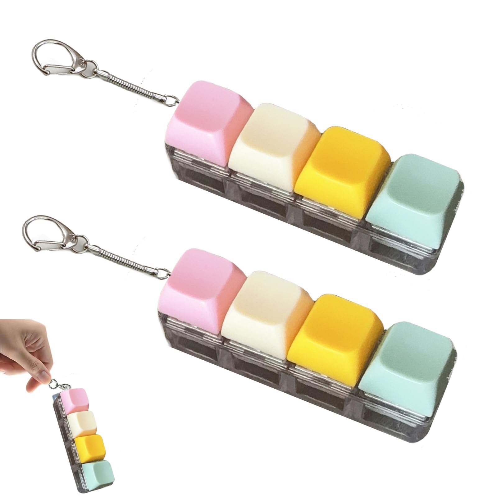 2 PCS Keyboard Fidget Toy, Keyboard Clicker Fidget, Clicky Fidget Toy, Stress Relief Keychain for Office, School, Home, And Travel, Keyboard Keychain for Stress Relief and Focus Enhancement