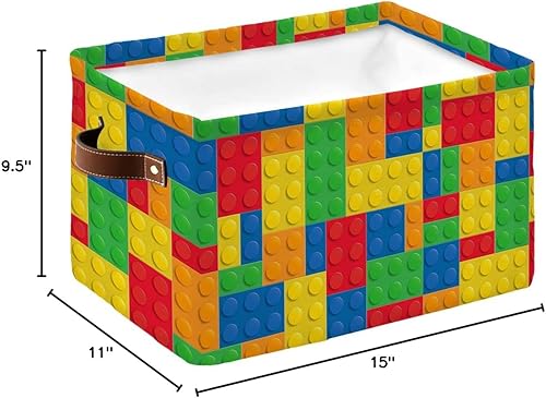 Miniatura 8 de Cesta de almacenamiento de geometría coloreada para estantes, bloques de color moderno, arte abstracto, cubos de almacenamiento de tela,