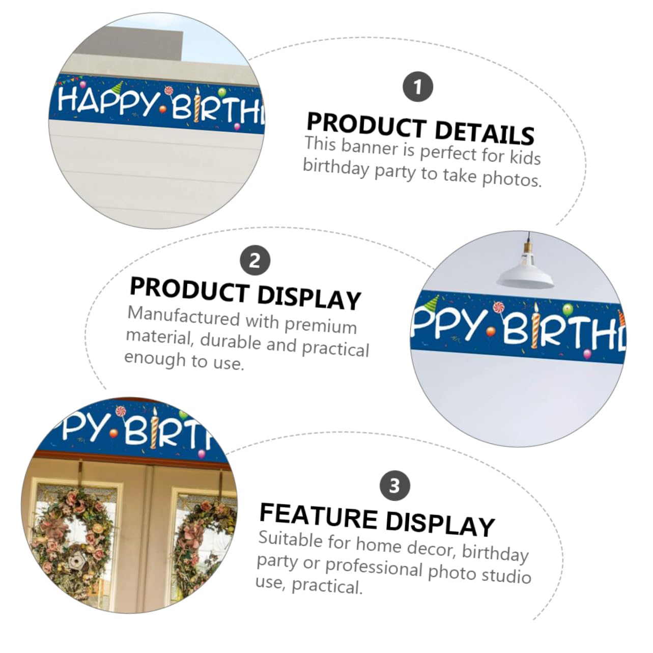 Abaodam 3pezzi Banner Compleanno Decorazione Per Compleanno Striscione Appeso Per Ed Per e