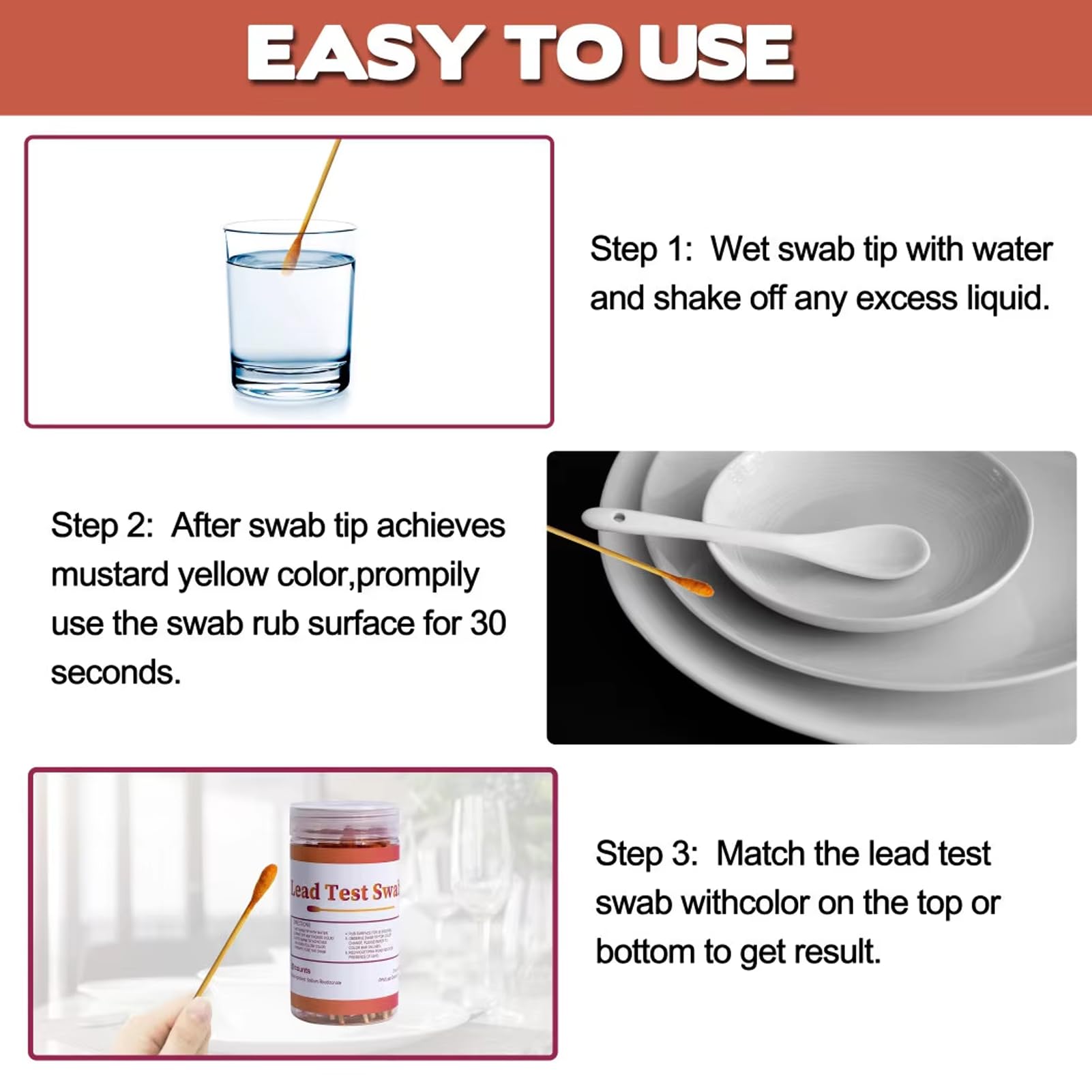 SYFUNLV Kit de test de plomb avec 60 comptes, tampons de test de plomb, jetables, coton et plomb, kit de test de couleur pour tester la peinture de la maison et le métal – Facile à utiliser, résultats