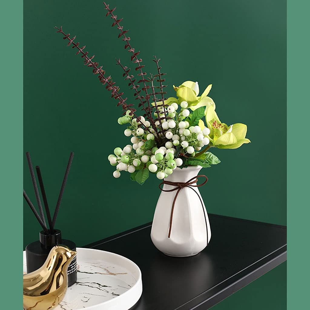 Fiori Artificiali per Interni, Bouquet simulato, Agrifoglio, frutto di Acacia, Ornamenti a Forma di Fagiolo di Mirtillo, Decorazione per Soggiorno, Sala da Pranzo e