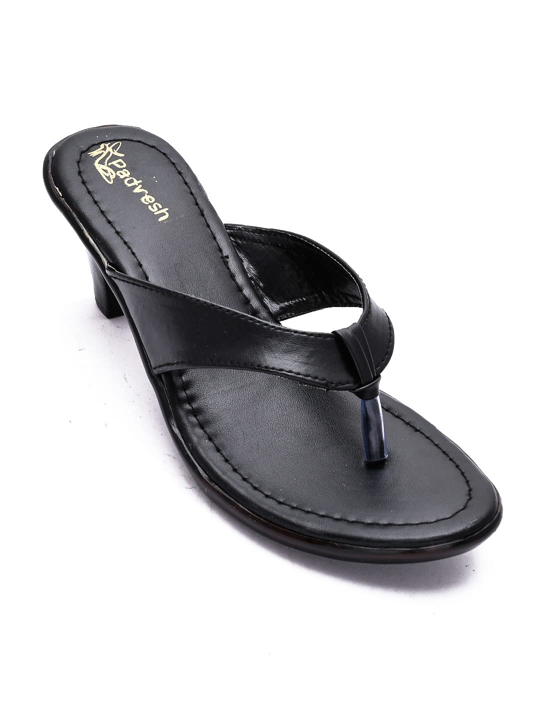 Padvesh Women?s Girls Fashion Synthetic Leather Comfortable Casual Open Toe Cone Heel Sandals (Black, 6) (B08L144KGS) Amazon Price History, Amazon Price Tracker