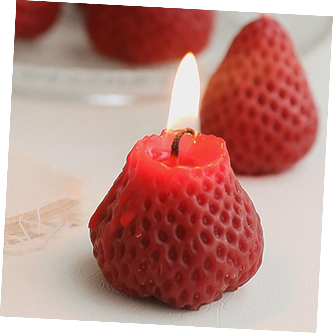 MAGICLULU 9pezzi Candela Decorativa Forma di Fragola Candela Alimentare Profumata Candele alla Fragola per Casa e Feste Realizzata Materiali di Qualità e Sicuri Crea un Atmosfera Confortevol