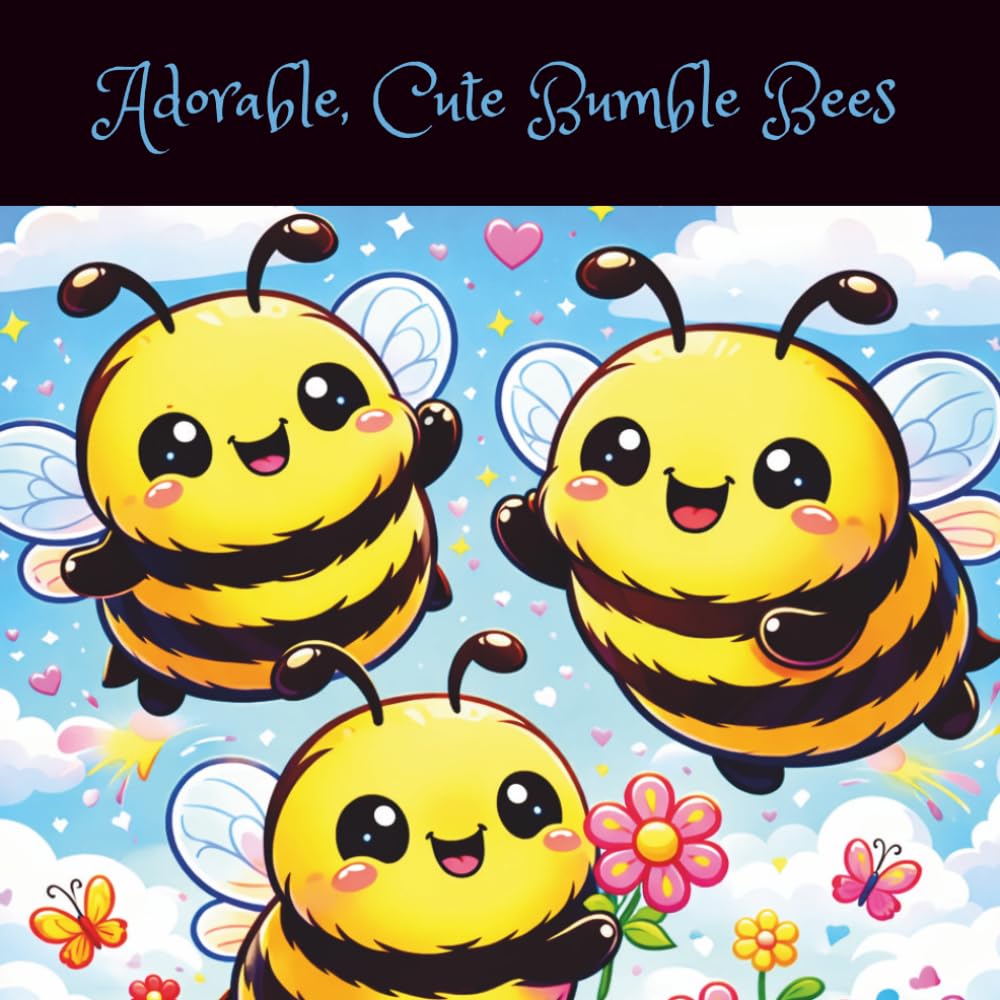 Adorable, Cute Bumble Bees: A Delightful Coloring Book for Adults & Teens Featuring Playful Bumble Bee Scenes for Relaxation and Stress Relief