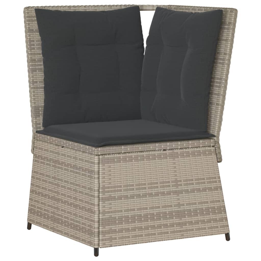 Divano Giardino Polyrattan Grigio Chiaro 67x67x95 cm | Cuscino seduta sfoderabile lavabile, 2 cuscini schienale, design modulare, 110 kg portata