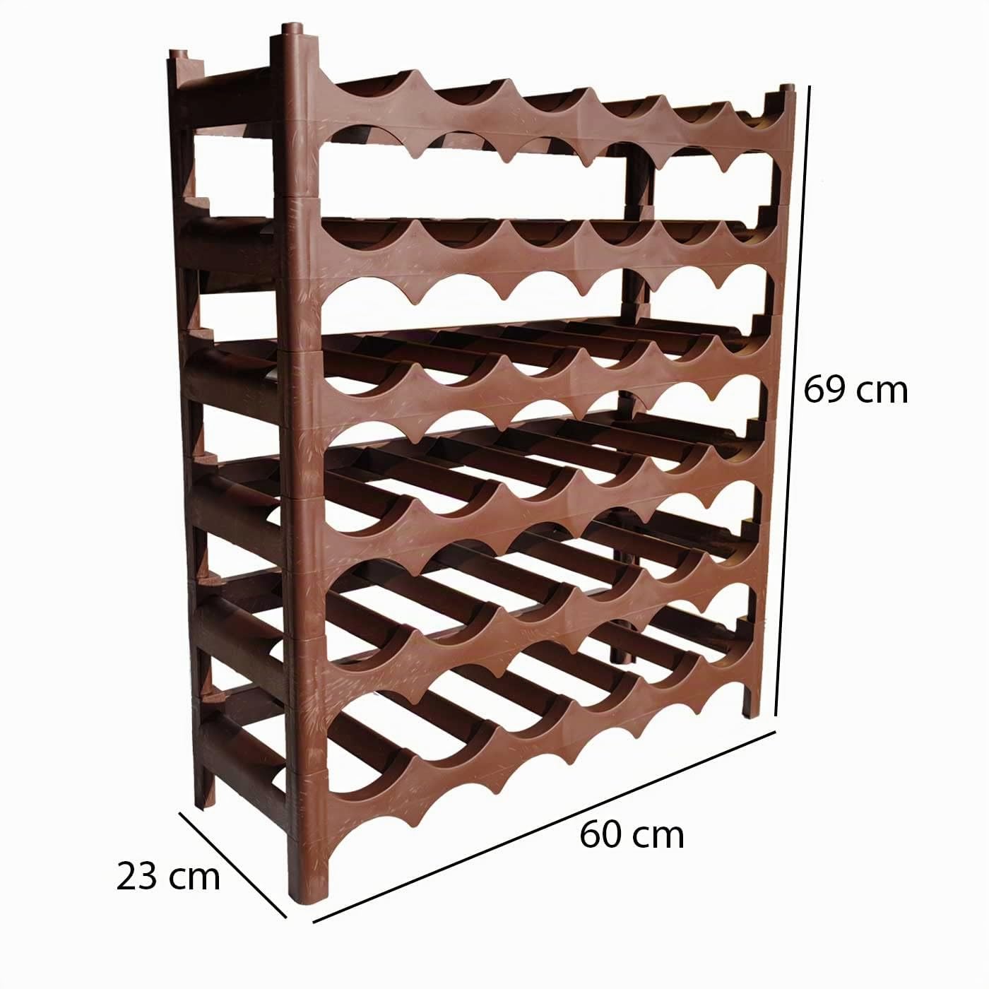 Acan Tradineur - Botellero de plástico apilable, de 60 x 69 x 23 cm, con Capacidad para 36 Botellas, de Color marrón, almacenar Botellas