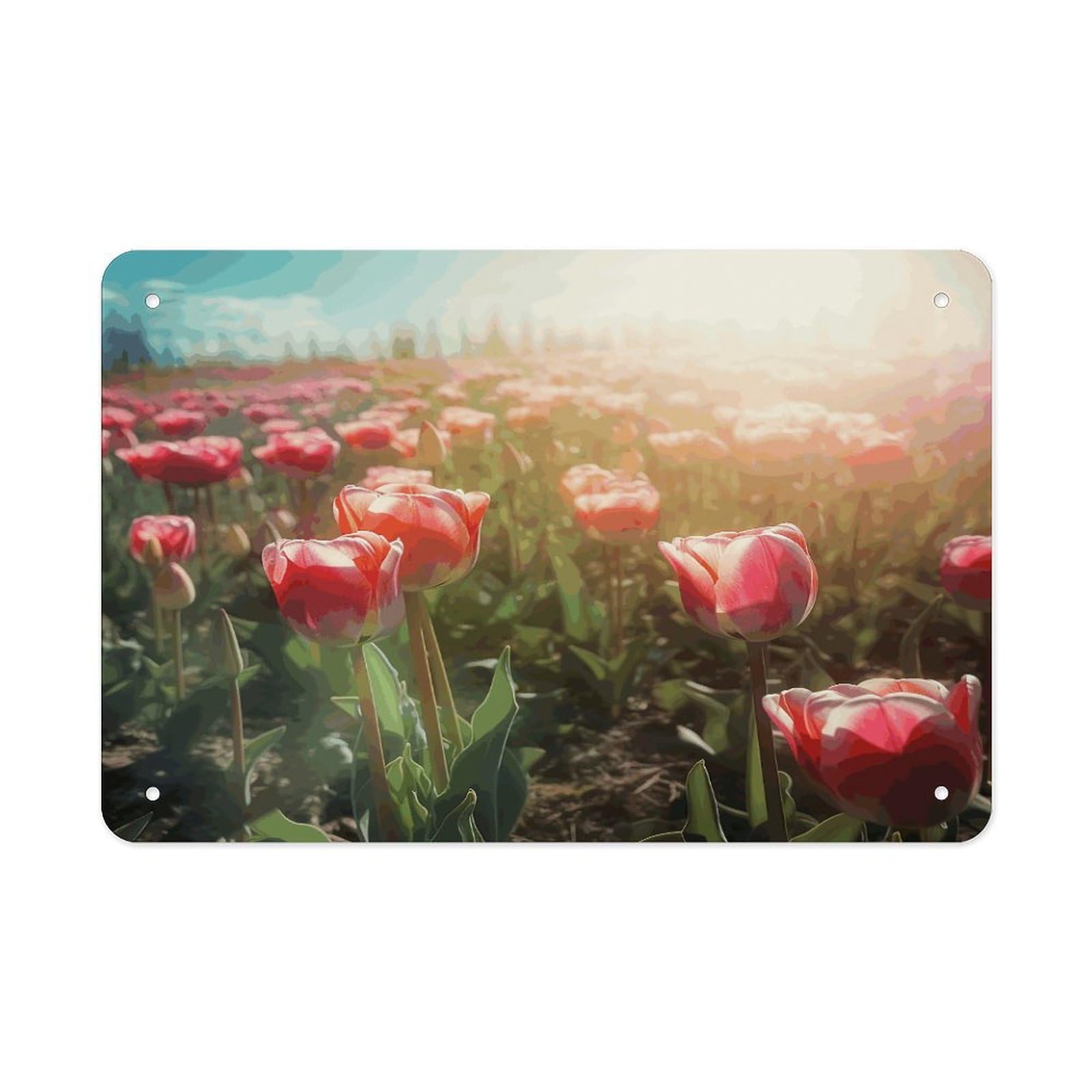 Fodpand Style Flowers On Sunlight Background Wall Art Metal Signs Tin Sign